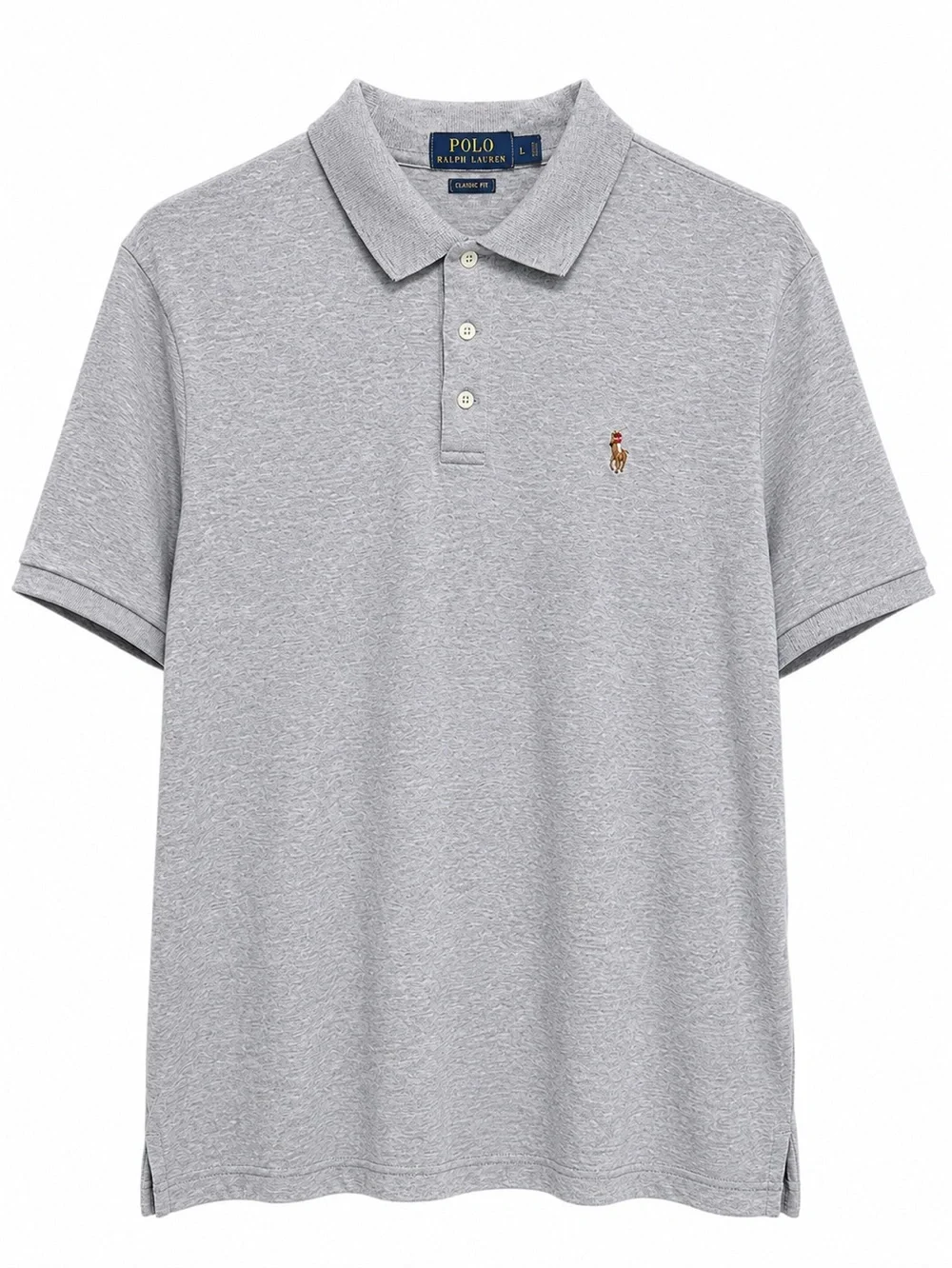 Polo Ralph Lauren Mens L Classic Fit Heather Gray Polo Shirt Pony 100% cotton